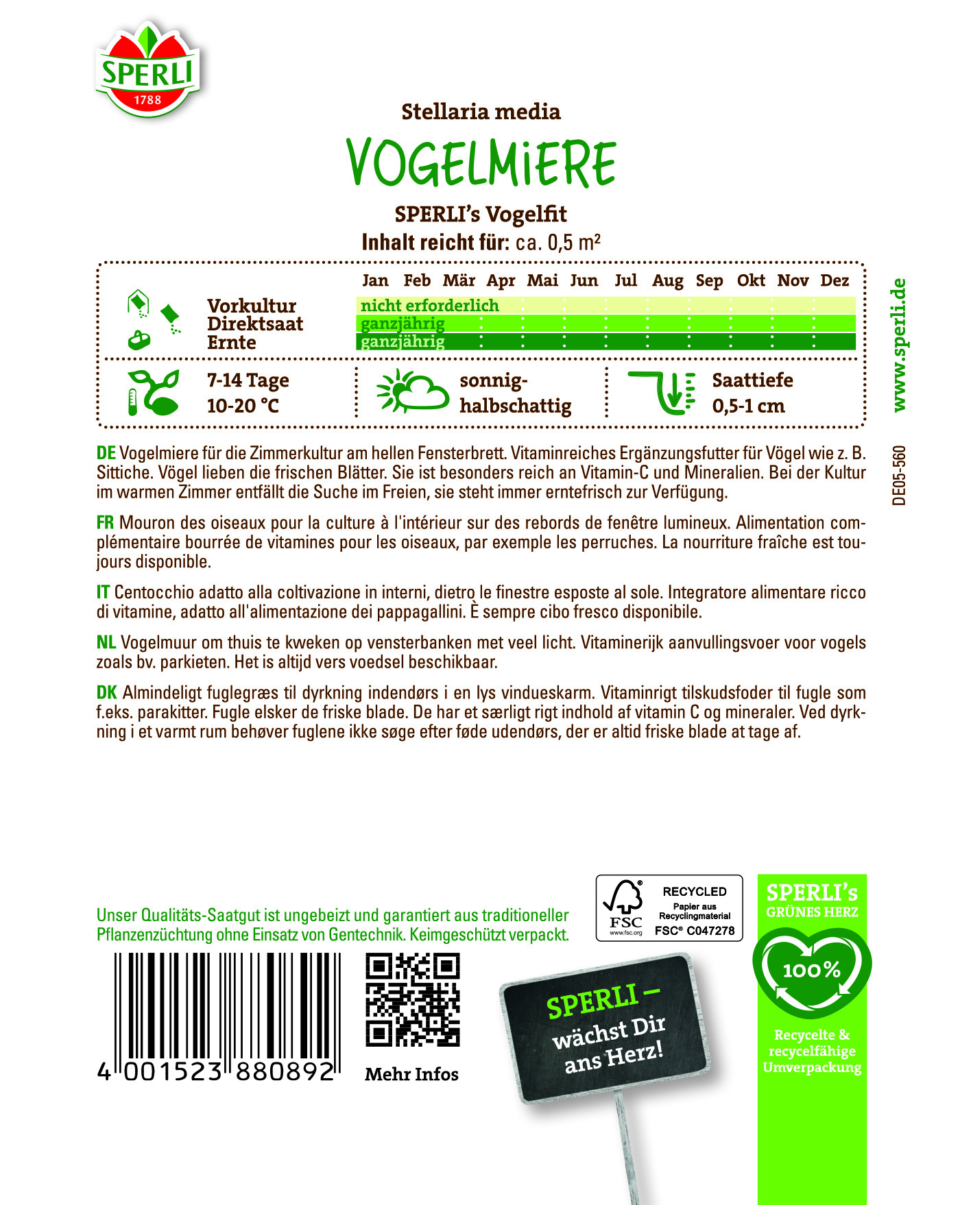 Vogelmieresamen SPERLI's Vogelfit
