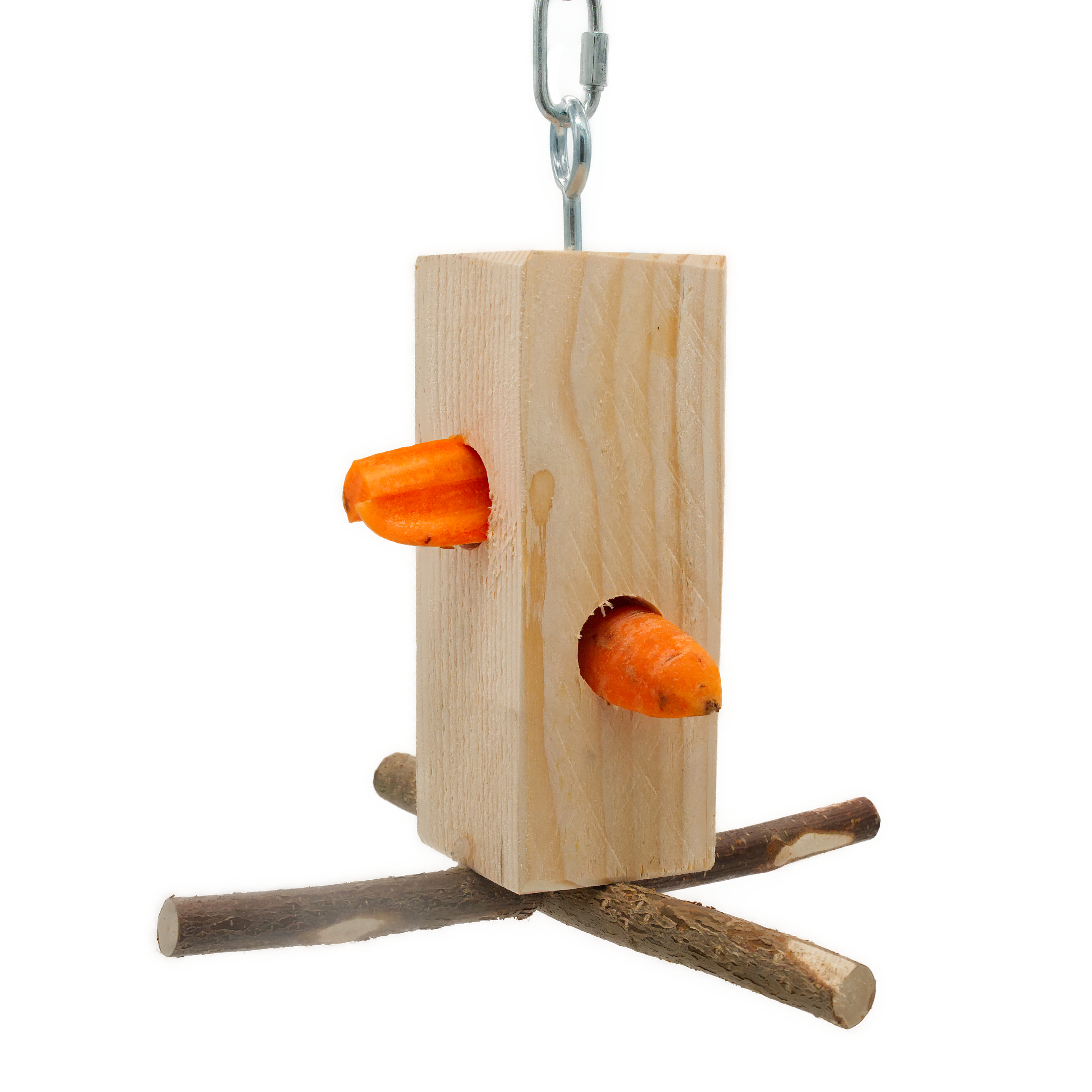 Spiel- und Futterbaum zum Hängen aus Naturholz für Sittiche