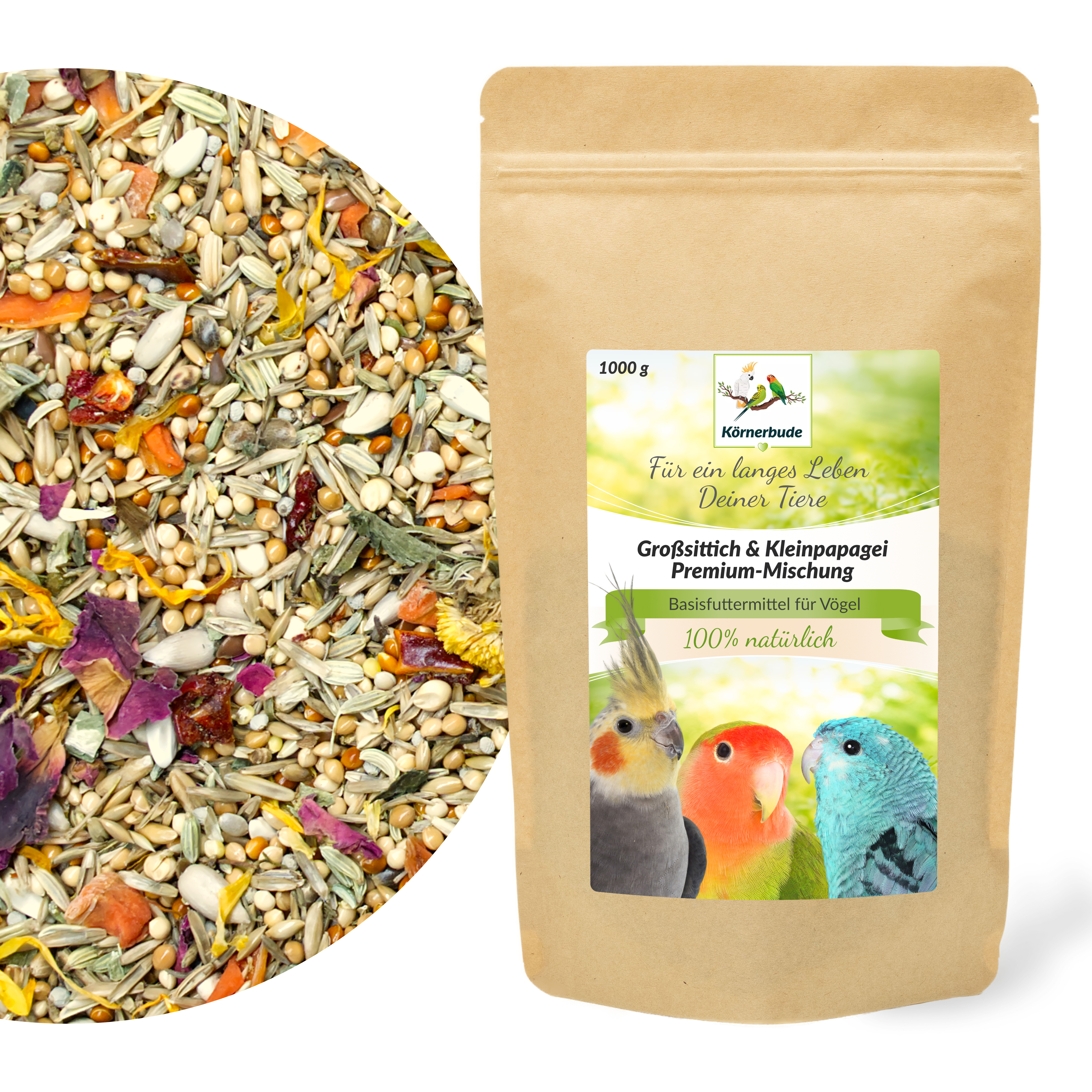 grosssittich-kleinpapagei-premium-mischung-nah-vogelfutter-3 Großsittich & Kleinpapagei Premium-Mischung 1kg