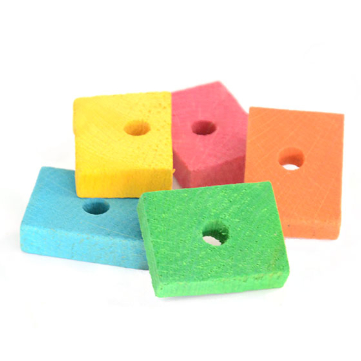Holzklötzchen bunt flach 3-5x1cm